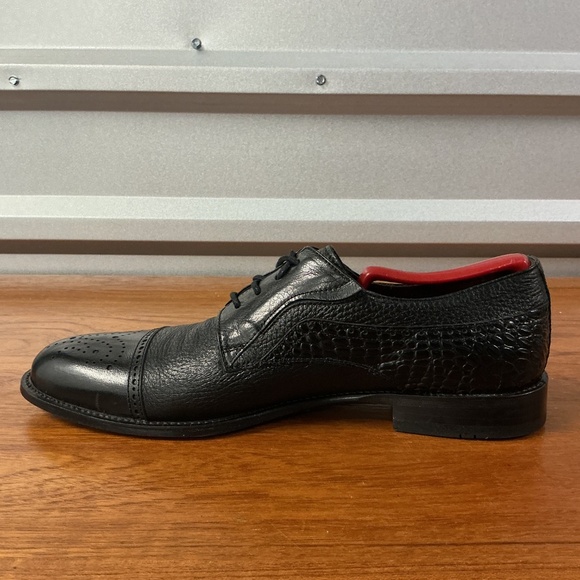 Galezio Torresi Men Black Leather Exotic Reptile Print Derby Oxford Size 42EU main image 9